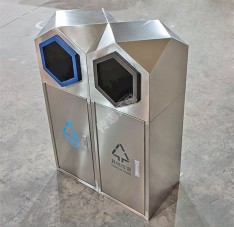 戶(hù)外公園組合式菱形不銹鋼分類(lèi)垃圾桶